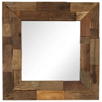 Square Wooden Mirror - Reclaimed Wood - 50 x 50cm