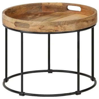 Round Wooden Coffee Table - Solid Mango - 50 x 40cm