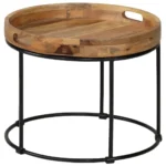 Round Wooden Coffee Table - Solid Mango - 50 x 40cm