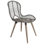 2 Stylish Natural Rattan Dining Chairs - Brown