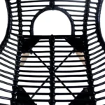 2 Natural Rattan Dining Chairs With Wooden Legs - Black