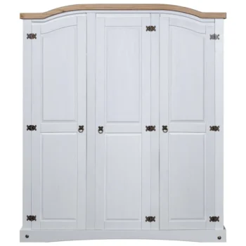 3 Door Bedroom Wardrobe - White - 150.5 x 52 x 170cm