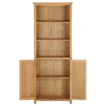 3 Tier Bookcase with 2 Doors - Solid Oak Wood - 70 x 30 x 180cm