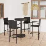 5 Piece Poly Rattan Garden Bar Set - Black