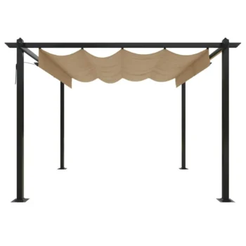 Garden Gazebo with Retractable Roof - Taupe - 3 x 3m