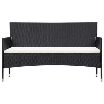 Poly Rattan 3 Seater Garden Sofa with Cushions - Black