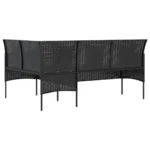 Poly Rattan L-shaped Sofa with Cushions - Black