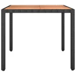 Poly Rattan Garden Table with Wooden Top - Black - Acacia Wood