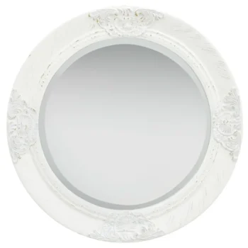 Baroque Style Wall Mirror - White - 50cm