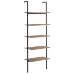 5 Tier Leaning Shelf - Dark Brown and Black - 64 x 35 x 185cm