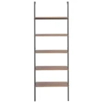 5 Tier Leaning Shelf - Dark Brown and Black - 64 x 35 x 185cm