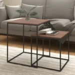 Wood and Metal Coffee Table Set - 2 pcs