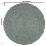 Round Handmade Jute Rug - Olive Green - 240cm