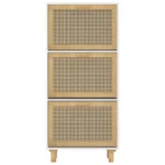 Modern Natural Rattan Shoe Cabinet - White - 52 x 25 x 115cm