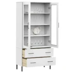 OSLO Bookcase with Metal Legs - White - 85 x 35 x 172.5cm