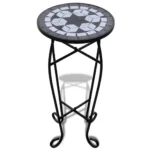 Mosaic Side Table Plant Table - Black White