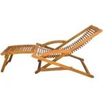 Deck Chair With Foot Rest - Acacia Wood - 150 x 70 x 69cm