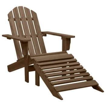 Wooden Garden Chair With Ottoman - Brown