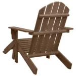 Wooden Garden Chair With Ottoman - Brown