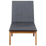 Poly Rattan Sun Lounger - Acacia Wood