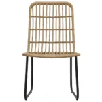 x2 Black Poly Rattan Garden Chairs - Oak