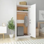 Door Bedroom Wardrobe - White - 90 x 52 x 200cm