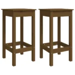 2 Solid Wood Pine Bar Chairs - Honey Brown - 40 x 40 x 78cm