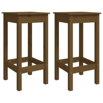 2 Solid Wood Pine Bar Chairs - Honey Brown - 40 x 40 x 78cm