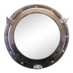 Silver Metal Port Hole Mirror - 7.5 x 40 x 40cm