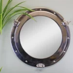 Silver Metal Port Hole Mirror - 7.5 x 40 x 40cm