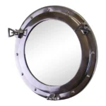 Silver Metal Port Hole Mirror - 7.5 x 40 x 40cm