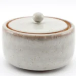 Bathroom - Taupe Ceramic Pot With Lid - 12 x 10 x 12cm