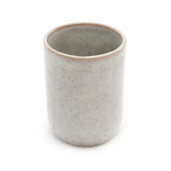 Taupe Ceramic Toothbrush Holder - 8.5 x 11 x 8.5cm