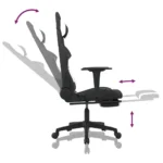 Gaming Chair With Footrest - Black And White Fabric