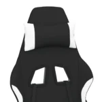 Gaming Chair With Footrest - Black And White Fabric