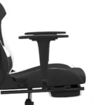 Gaming Chair With Footrest - Black And White Fabric