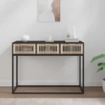 Console Table - Engineered Wood And Iron - Black - 105 x 30 x 75cm