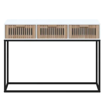 Console Table - Engineered Wood And Iron - White - 105 x 30 x 75cm