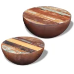 Bowl Shaped Coffee Table - 2 Piece Set - Reclaimed Wood