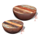 Bowl Shaped Coffee Table - 2 Piece Set - Reclaimed Wood