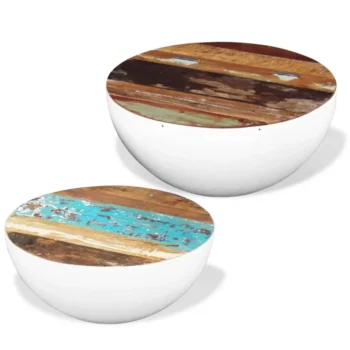 Bowl Shaped Coffee Table - 2 Piece Set - Reclaimed Wood