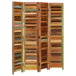 4 Panel Room Divider - Solid Reclaimed Wood - 40 x 170cm