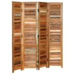 4 Panel Room Divider - Solid Reclaimed Wood - 40 x 170cm