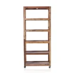 Handcrafted Six Shelf Display with Casters - Recycled Teak Wood - H180cm