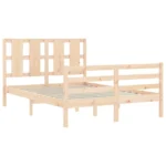 Wooden Bed Frame With Headboard - 195.5 x 140.5 x 100cm