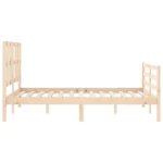 Wooden Bed Frame With Headboard - 195.5 x 140.5 x 100cm