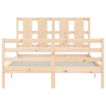 Wooden Bed Frame With Headboard - 195.5 x 140.5 x 100cm