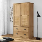 2 Door Wardrobe - Solid Pine Wood - 90 x 55 x 176cm