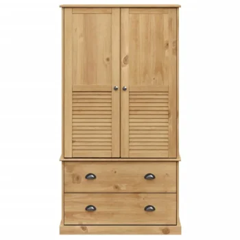 2 Door Wardrobe - Solid Pine Wood - 90 x 55 x 176cm