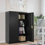 Metal Filing Cabinet - Black - 90 x 40 x 140cm